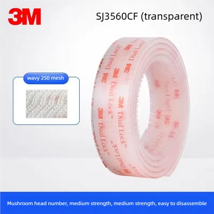3M Dual Lock SJ3560 Transparenter Pilzverschluss-Klebeband, Schnellverschluss, Stark und Sicher, Langlebig für Wiederholtes Öffnen und Schließen