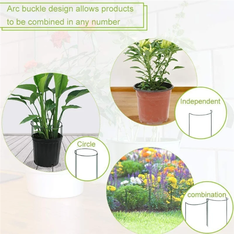 6/10 Stück Stützpfahl für Gartenpflanzen, robuster, vernetzender halbrunder Pfingstrosen-Stützringkäfig, Stützregal für Pflanzen