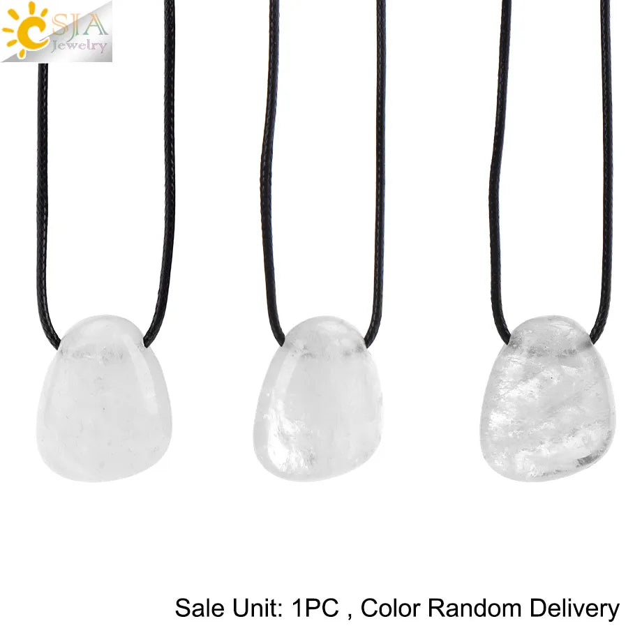 CSJA Naturstein Nugget Anhänger Halskette für Mann Heilung Kristall Amethysten Tigerauge Rhodonit Rosenquarz Charms Schmuck H551