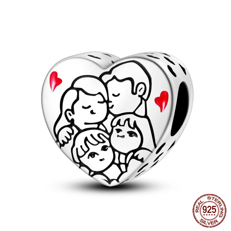 Charms aus 925er-Sterlingsilber, romantische Herz-Serie, Perlen, passend für Qikaola 925 Original-Armbänder, DIY-Schmuck zum Muttertag, Geschenke
