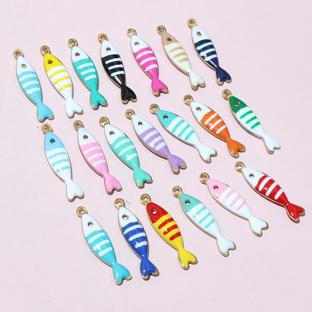 20 Stück Edelstahl Emaille Fisch Charms Anhänger 18x5mm Edelstahl DIY Schmuck Herstellung Zubehör für Ohrringe Halskette