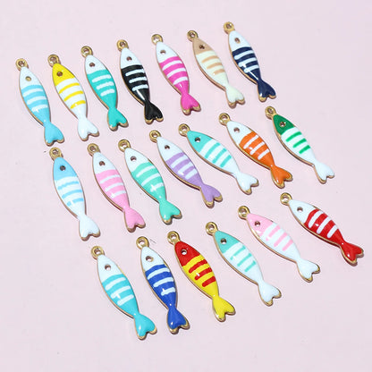 20 Stück Edelstahl Emaille Fisch Charms Anhänger 18x5mm Edelstahl DIY Schmuck Herstellung Zubehör für Ohrringe Halskette