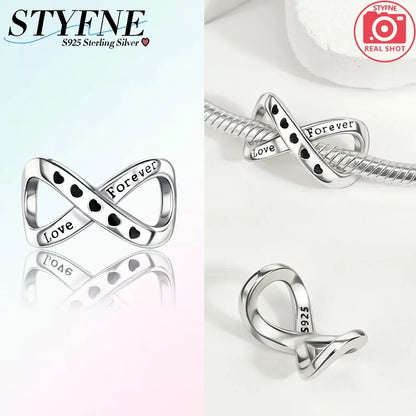Charm-Anhänger aus 925er-Sterlingsilber für immer, Familie, unendliche Liebe, passend für Original-Armbänder, DIY-Edelschmuckherstellung, Geschenk