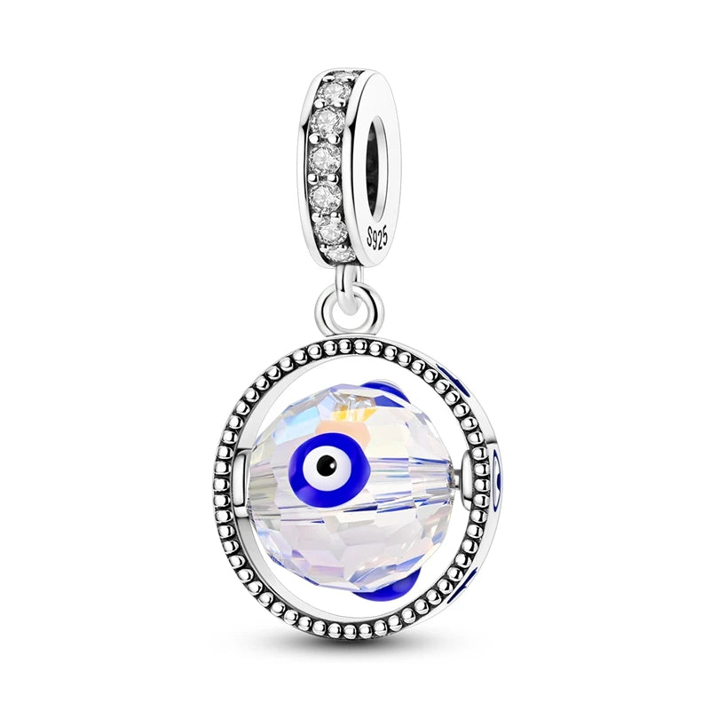 Anhänger Fatimas Hand Nazar Eye Massives 925er Sterlingsilber, baumelnder Charm-Schutz-Anhänger für Damen, Sommer, edler Schmuck