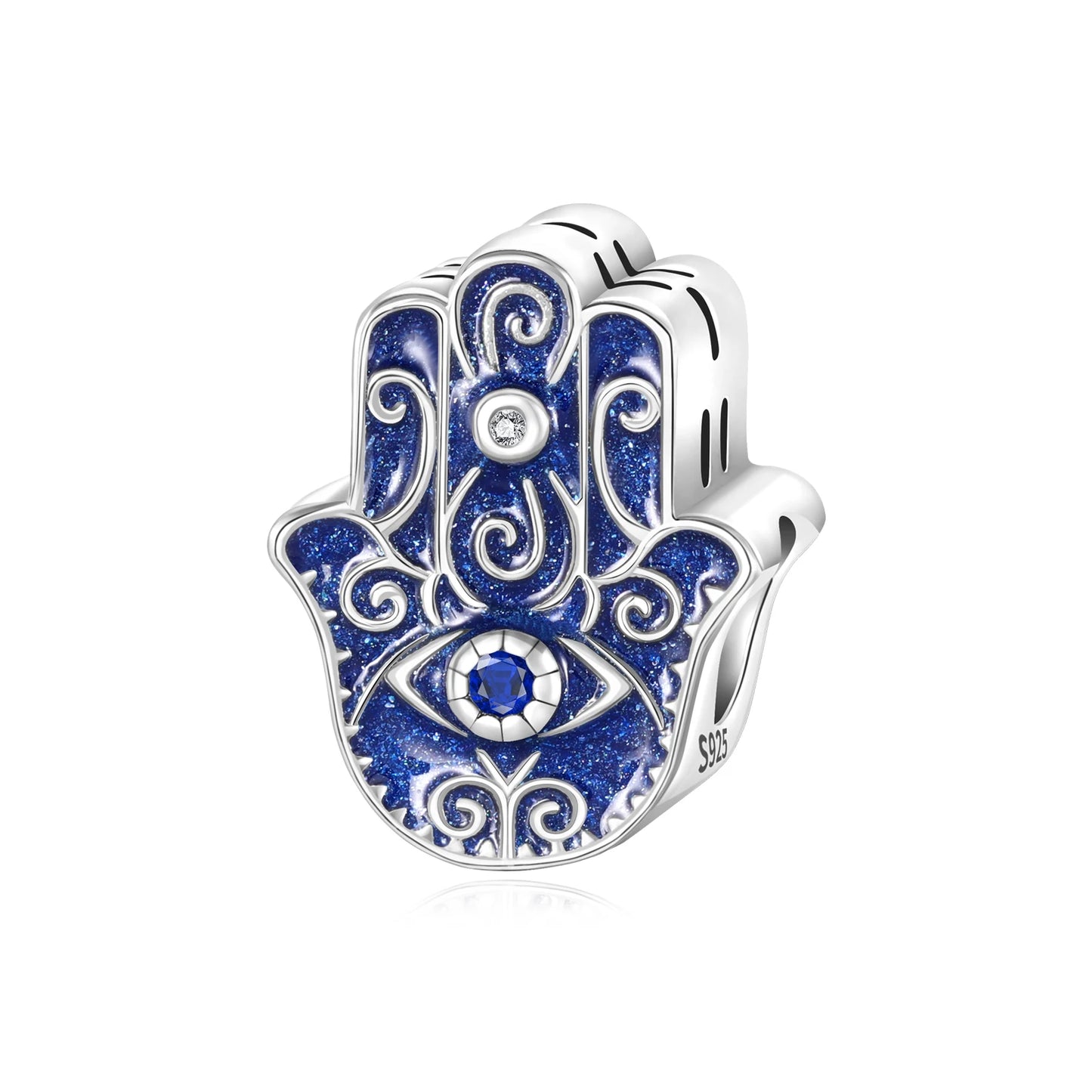 Anhänger Fatimas Hand Nazar Eye Massives 925er Sterlingsilber, baumelnder Charm-Schutz-Anhänger für Damen, Sommer, edler Schmuck