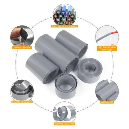 3/5 Meter grau/weiß 7 mm ~ 150 mm PVC-Schrumpfschlauch 18650 Lithium-Batteriepack Isolierfolie Schutzhülle Kabelhülle
