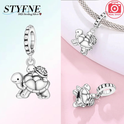 Charm-Anhänger aus 925er Silber, Ozean-Serie, Meerjungfrau, Schildkröte, Delfin, Ruder, Perlen, Anhänger, passend für Armbänder, Zubehör, Perlenschmuck, schönes Geschenk