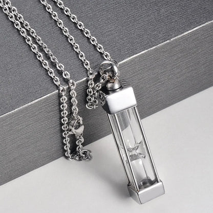Edelstahl Glasbehälter Zylinder Quadrat Urne Anhänger Gedenk Halskette Asche Halter Andenken Feuerbestattung Schmuck
