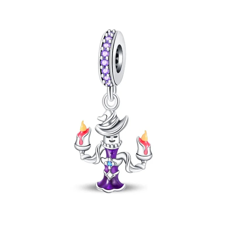 Heißer Verkauf 925er Sterlingsilber Kürbiskopfperlen & fliegende Hexe baumelnder Charm passend für Armband Halloween Anhänger Zubehör Geschenke