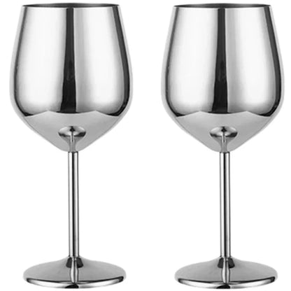 500 ml Weinglas-Becher aus Edelstahl, 304 Roségold, Silber, Goldfarbe, langlebiger Metallbecher für Rotwein, Champagner, Bar, Party