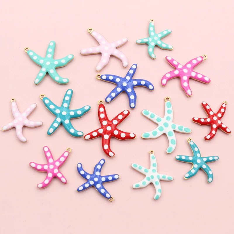 10 Stück 2 Größen Edelstahl Seestern Charms Anhänger Emaille DIY Schmuck Herstellung Zubehör Zubehör Zubehör Armband Halskette Ohrringe