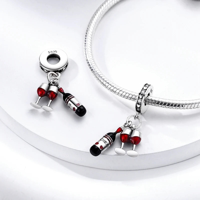 Neue Original 925 Sterling Silber Perlen Charme Schnaps Wein Serie Verschluss Anhänger Fit Original Armband Für Frauen DIY Schmuck Geschenk