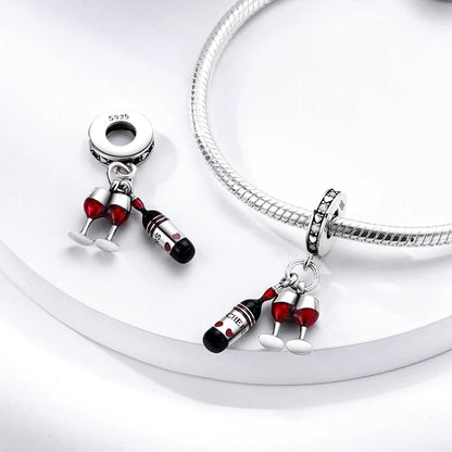 Neue Original 925 Sterling Silber Perlen Charme Schnaps Wein Serie Verschluss Anhänger Fit Original Armband Für Frauen DIY Schmuck Geschenk