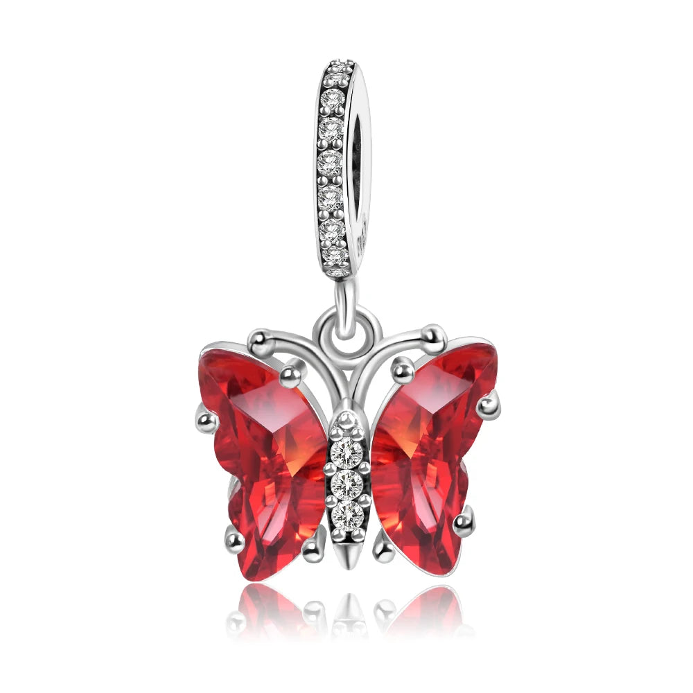 Grüner Schildkröten-Anhänger aus 925er-Sterlingsilber und blauer Schmetterling, baumelnder Charm, passend für Schlangenarmband, Boutique-Halskette, exquisite Geschenke