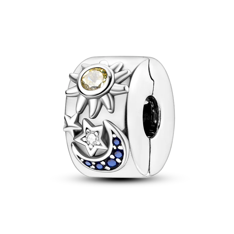 Silberverschluss, 925er-Sterlingsilber, CZ-Pflaster-Clip-Charms, Gänseblümchen-Perlen, Stopper, Sicherheitskette, passend für Original-Armreif, Schmuck-Clip
