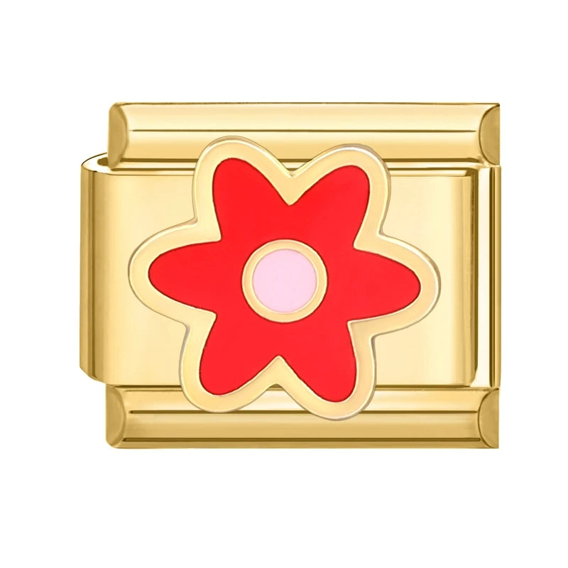 Vintage Gold Farbe süße Katzen Kaninchen Blumen Kirsch Augen italienische Charm Link Perlen passen 9mm Edelstahl Armband DIY machen