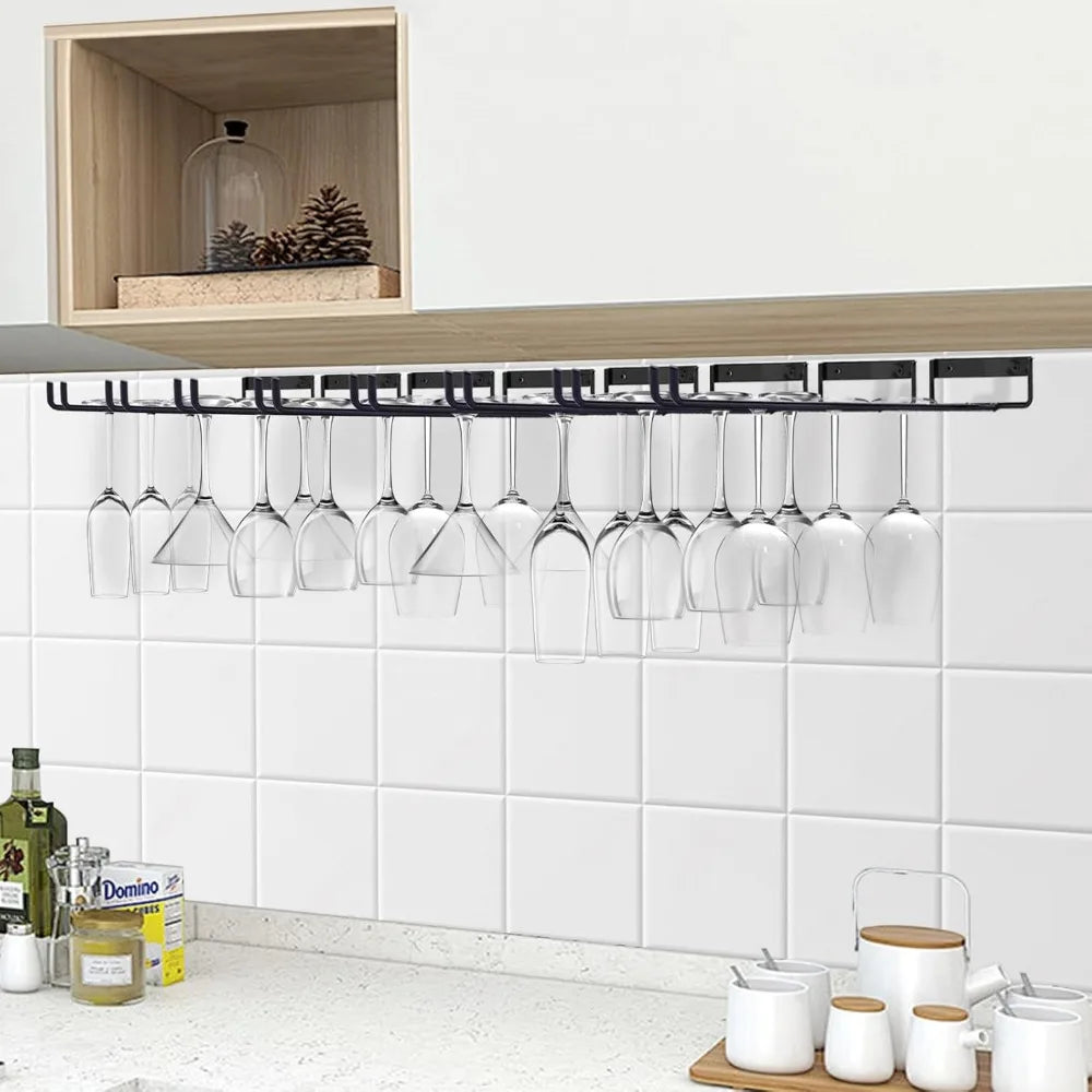 11,8 Zoll Weinglasregal aus Stielglas, an der Wand montierbar, Weinglashalter aus Schmiedeeisen, schwarzes Metall für die Dekoration von Küchenbar