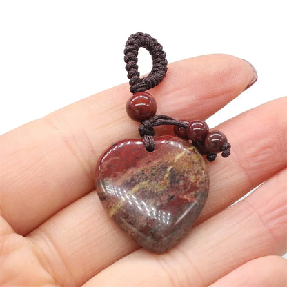 Natürliche Stein Keychain Charms Herz Rot Achate Amethysten Opal Anhänger für Schmuck Machen Halskette Keychain Geschenk