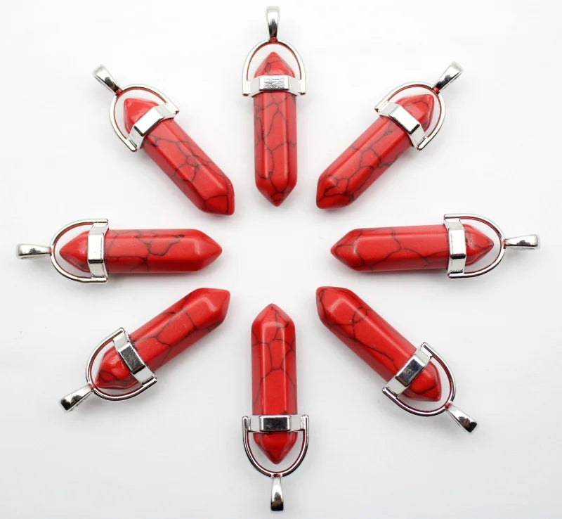 24 stücke Natürliche Stein Achate Quarz Kristall Anhänger Für Halskette Charme Fluorit Sechseckigen Anhänger DIY Schmuck Machen Zubehör