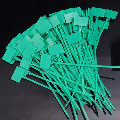 100–500 Stück bunte Nylon-Kabelbinder mit Etiketten, selbstsichernde Draht-Organizer, Kunststoff-Ringmarkierungen, Kabelbinder, Büro-Befestigungsgurte