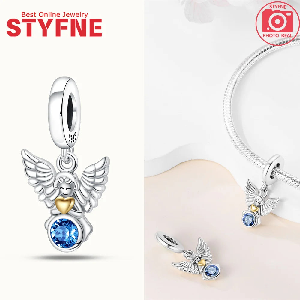Neue Silber 925 Engel Skulptur Charms Herz Perlen Fit Original Armband für Frauen Schmuck Party Perlen DIY Edlen Schmuck Geschenke
