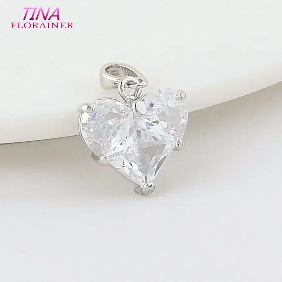 3PCS 14MM 14K Gold Farbe Messing mit Zirkon Herz Halskette Charms Anhänger Ohrringe Schmuck Machen Liefert Zubehör