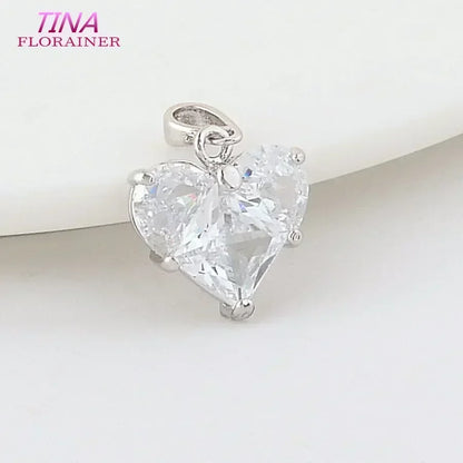 3PCS 14MM 14K Gold Farbe Messing mit Zirkon Herz Halskette Charms Anhänger Ohrringe Schmuck Machen Liefert Zubehör