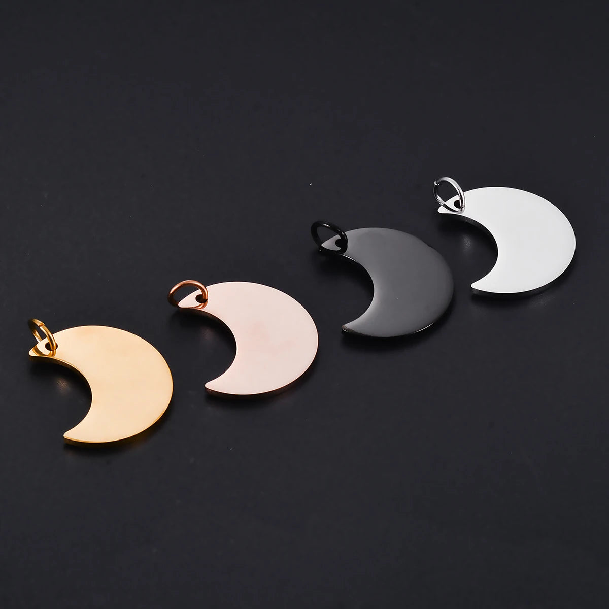 6 Teile/los Klassische Mond Sterne Anhänger ID Tags Für Frauen Männer Halskette Schmuck Edelstahl Doppel Seiten Polnischen