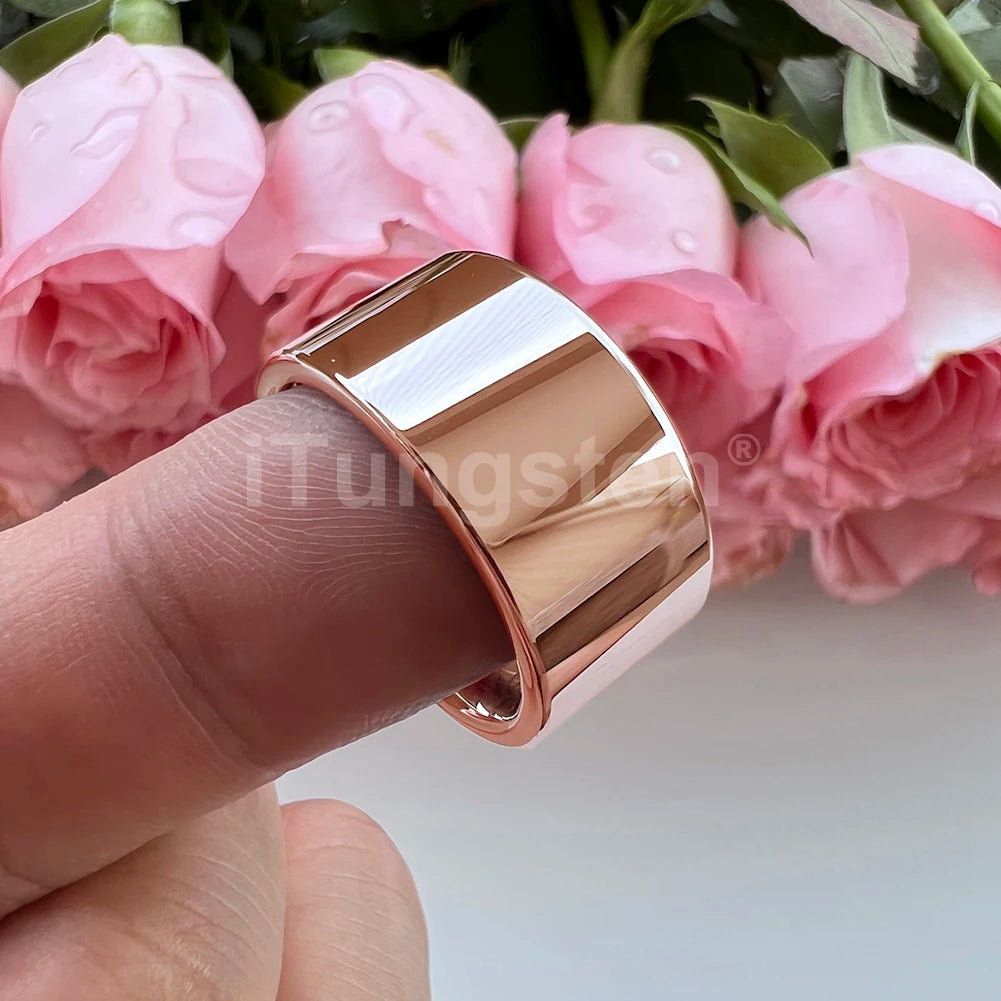 iTungsten 12mm Dropshipping Große Männer Ring Glänzende Wolfram Hochzeit Band Mode Schmuck Rohr Cut Poliert Komfort Fit