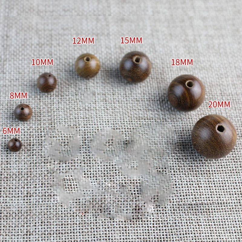 1 Packung natürliche schwarze/rote Sandelholz-Holz-Rundperlen, 6–20 mm, verschiedene Größen, Armbänder, Halsketten, Holzkugel, Perlenabstandshalter, DIY-Schmuck