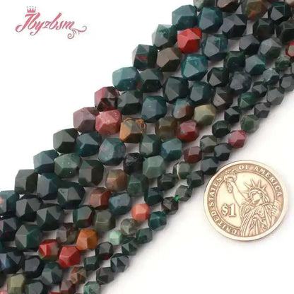 Natürlicher Blutstein, Heliotrop, facettierte Steinperlen für Halskette, Armband, Schmuckherstellung, Strang 38,1 cm, DIY lose Perlen, 6/8/10 mm